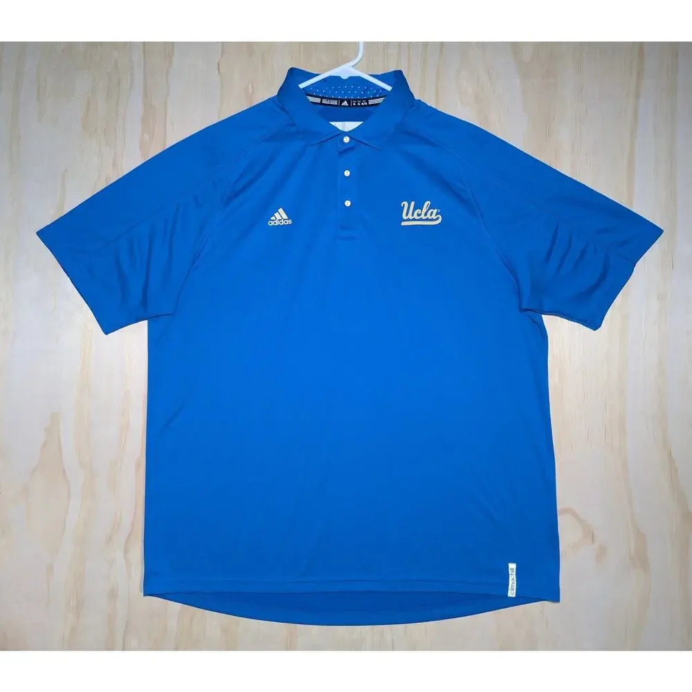 Adidas Men's XL UCLA Bruins NCAA Shirt Polo Blue Gold Wicking ClimaCool